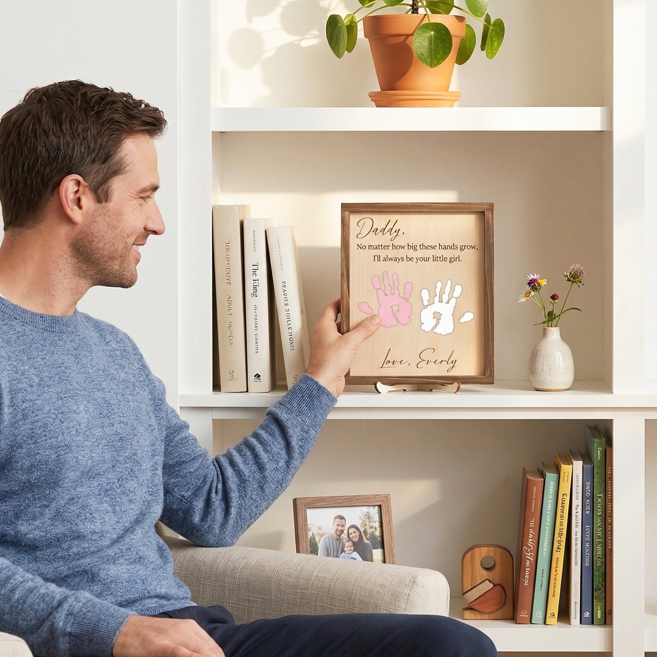 Daddy Handprint Keepsake Wood Sign Gift for Father Decor D67