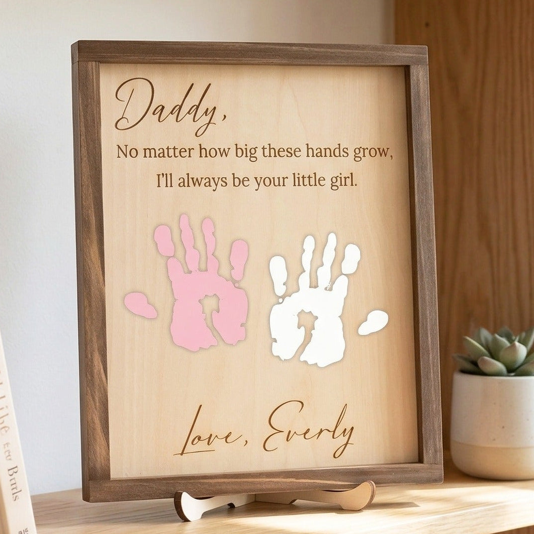 Daddy Handprint Keepsake Wood Sign Gift for Father Decor D67