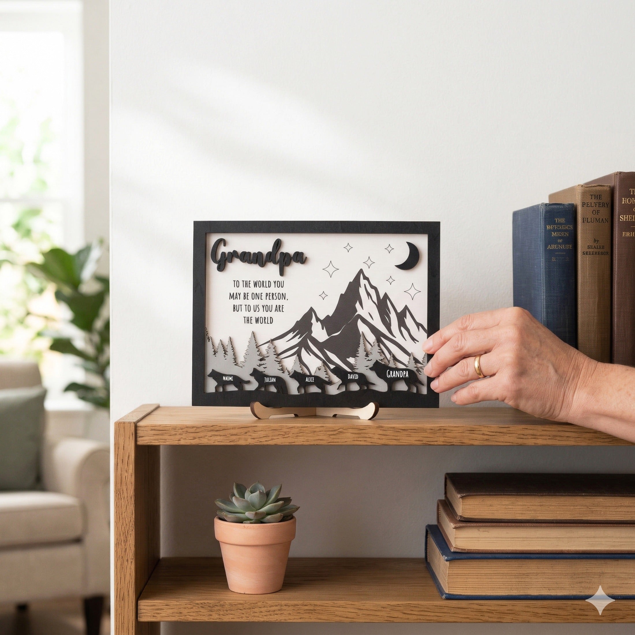 Daddy Wolf Family Wooden Sign Fathers Day Gift Idea for Dad D68