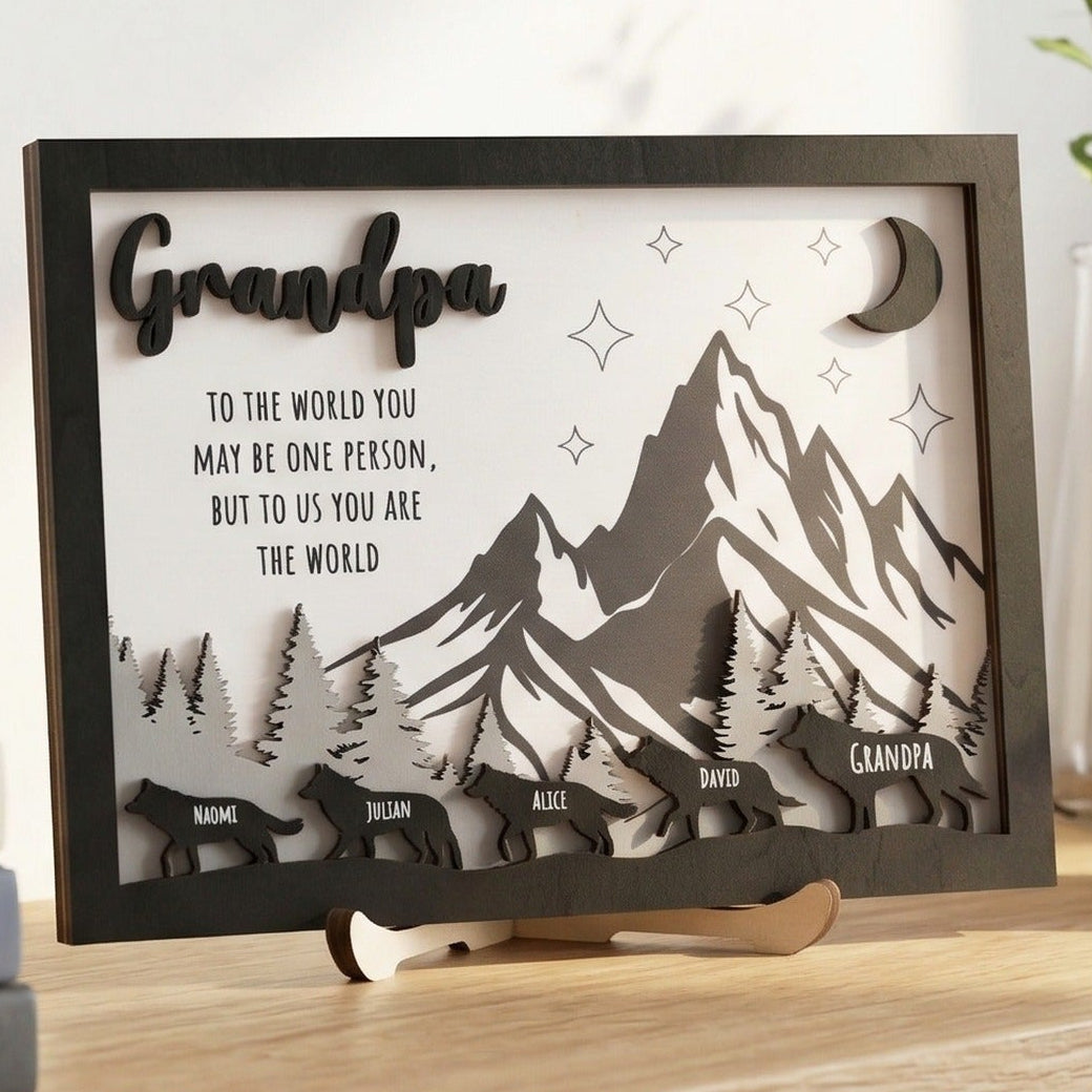 Daddy Wolf Family Wooden Sign Fathers Day Gift Idea for Dad D68