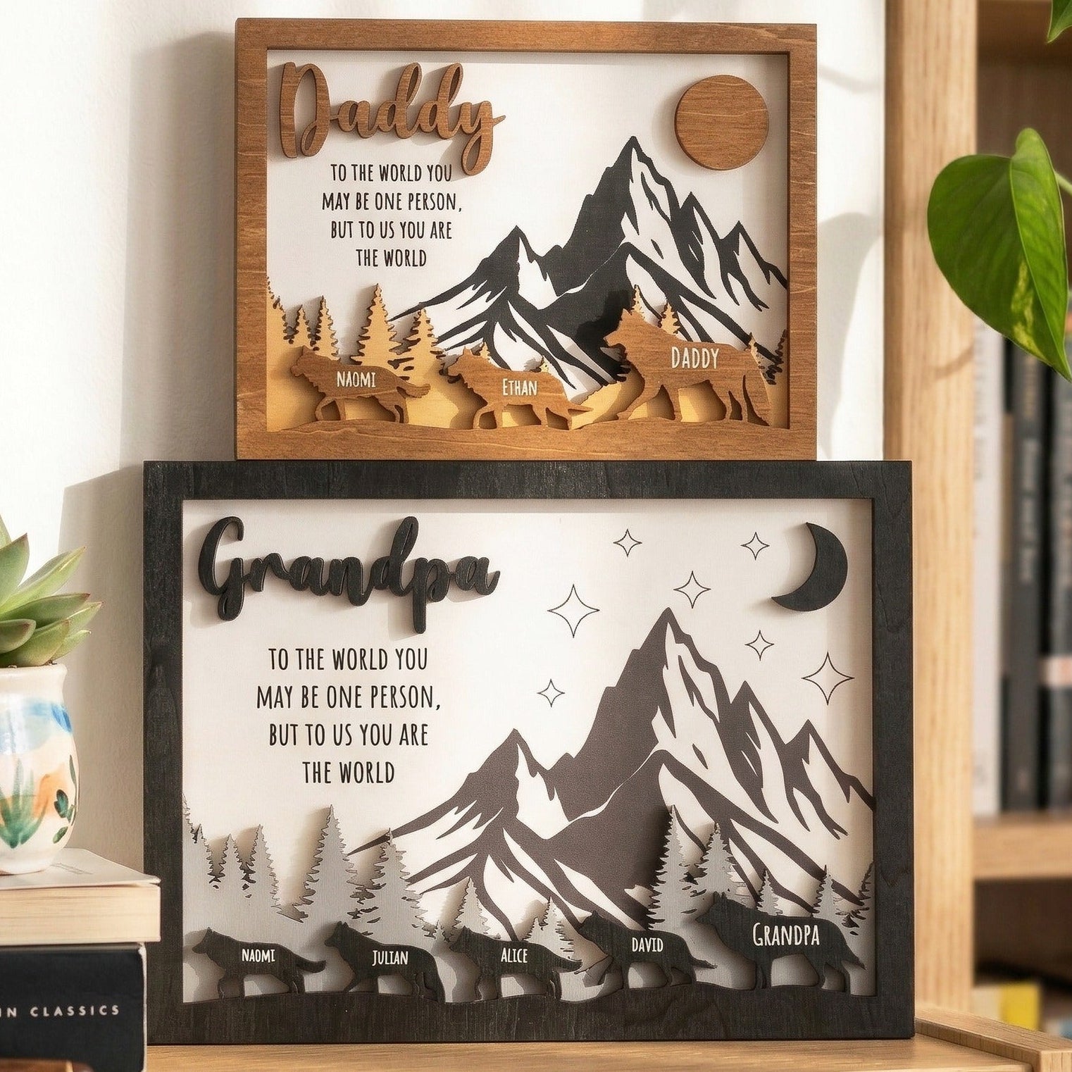 Daddy Wolf Family Wooden Sign Fathers Day Gift Idea for Dad D68