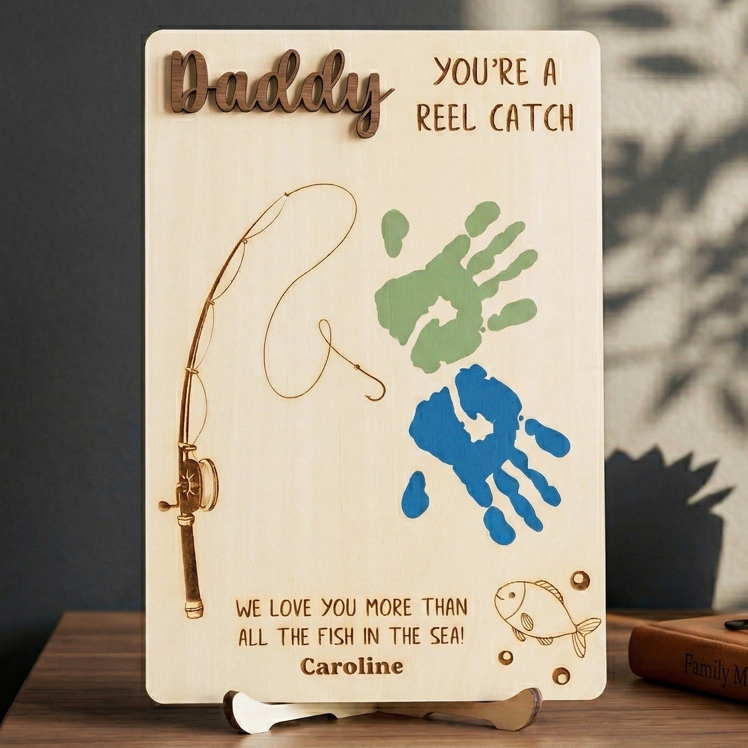 Daddy Handprint Keepsake Wood Sign Dad Gift Idea Rustic Decor D71