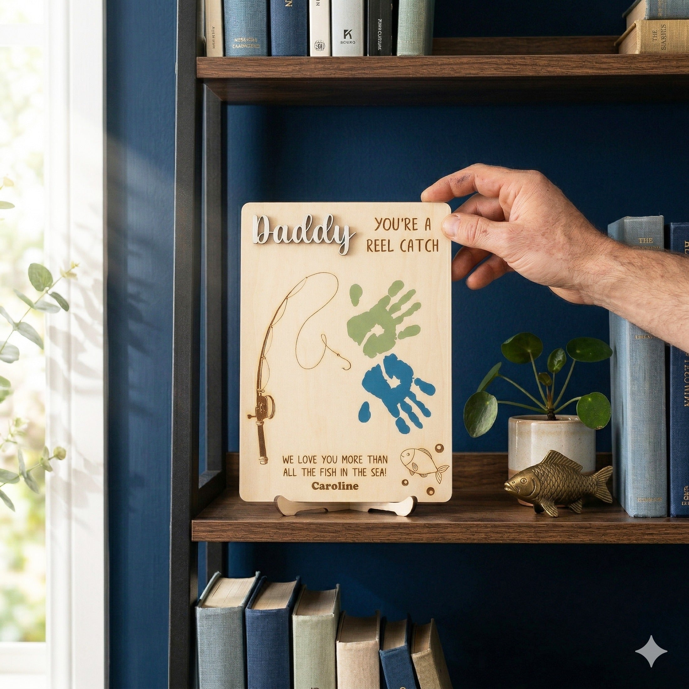 Daddy Handprint Keepsake Wood Sign Dad Gift Idea Rustic Decor D71