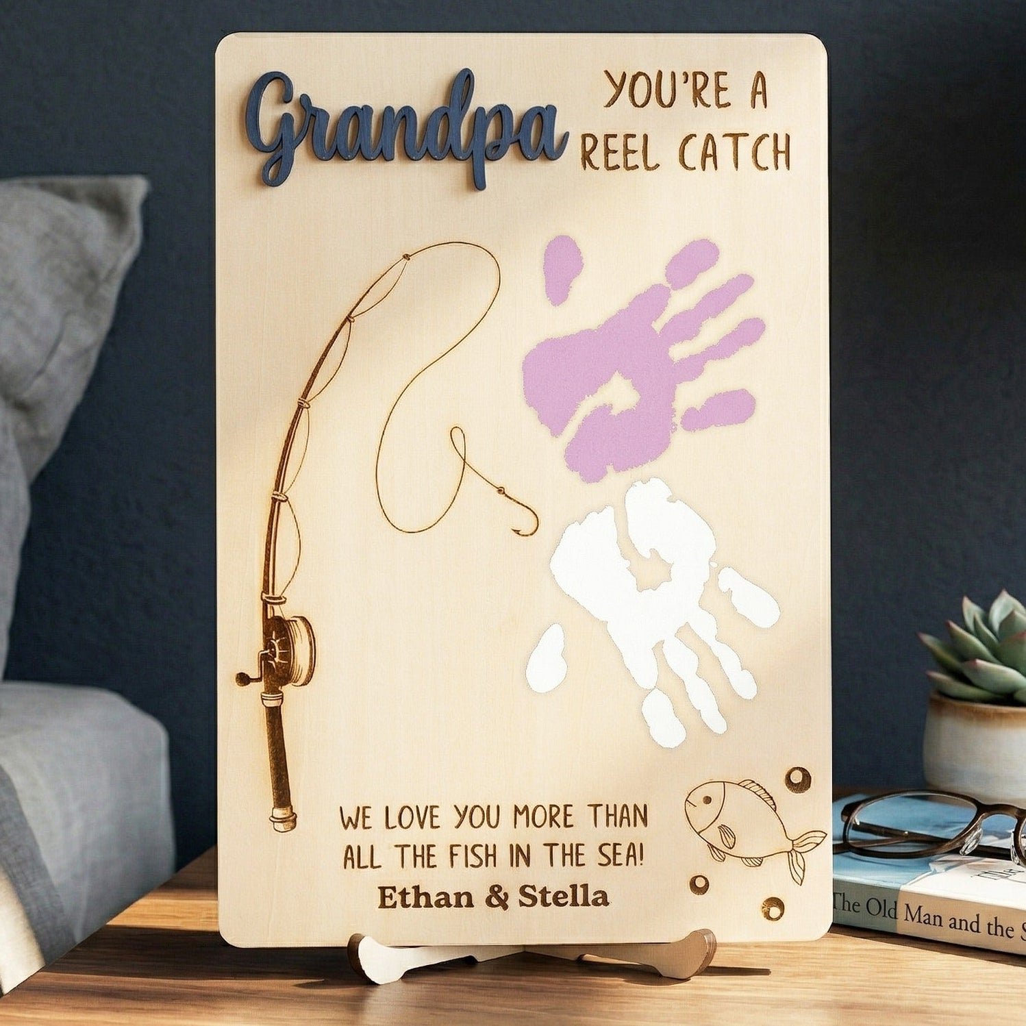 Daddy Handprint Keepsake Wood Sign Dad Gift Idea Rustic Decor D71