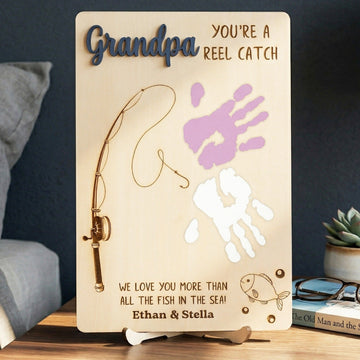 Daddy Handprint Keepsake Wood Sign Gift for Dad from Kids Decor D71