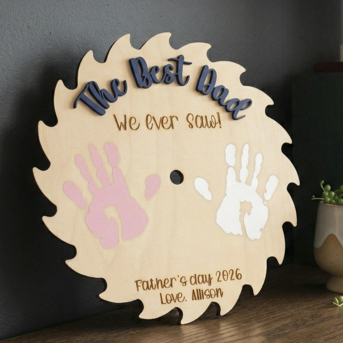Dad Handprint Keepsake Wood Sign Gift for New Dad Decor D72
