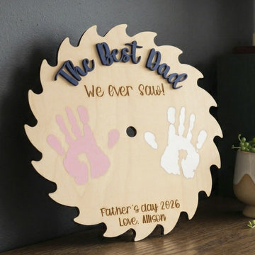 Dad Handprint Wood Keepsake Sign Gift for Dad Rustic Decor D72