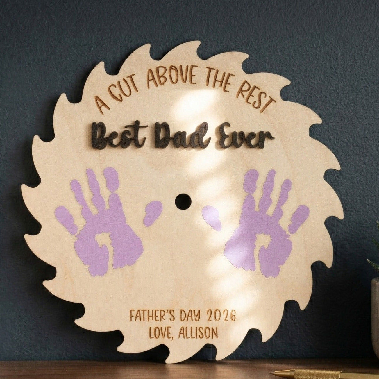 Dad Handprint Wood Keepsake Sign Gift for Dad Rustic Decor D72