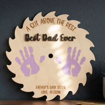 Dad Handprint Keepsake Wood Sign Gift for New Dad Decor D72