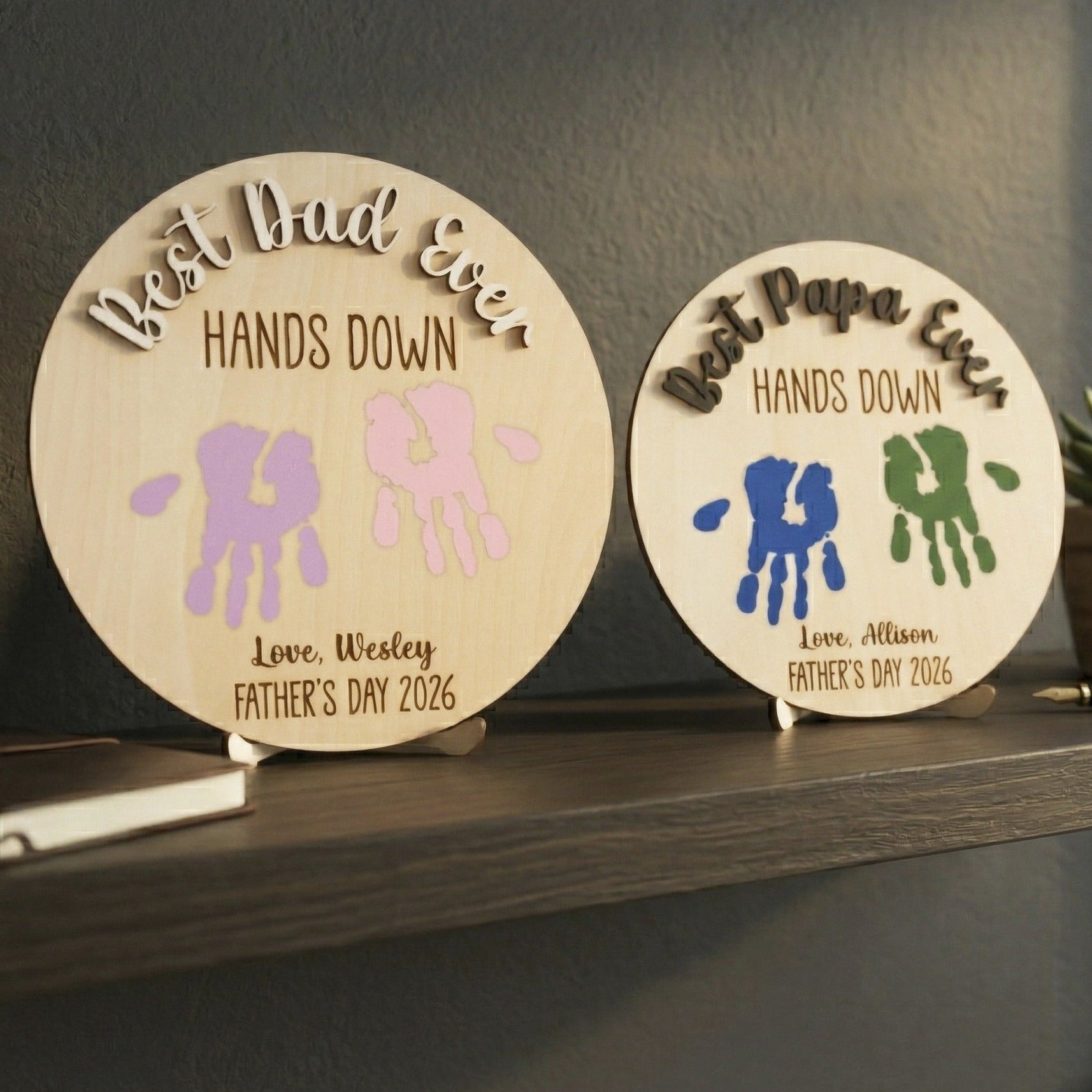 Dad Handprint Keepsake Wood Sign Fathers Day Present Family Gift D73