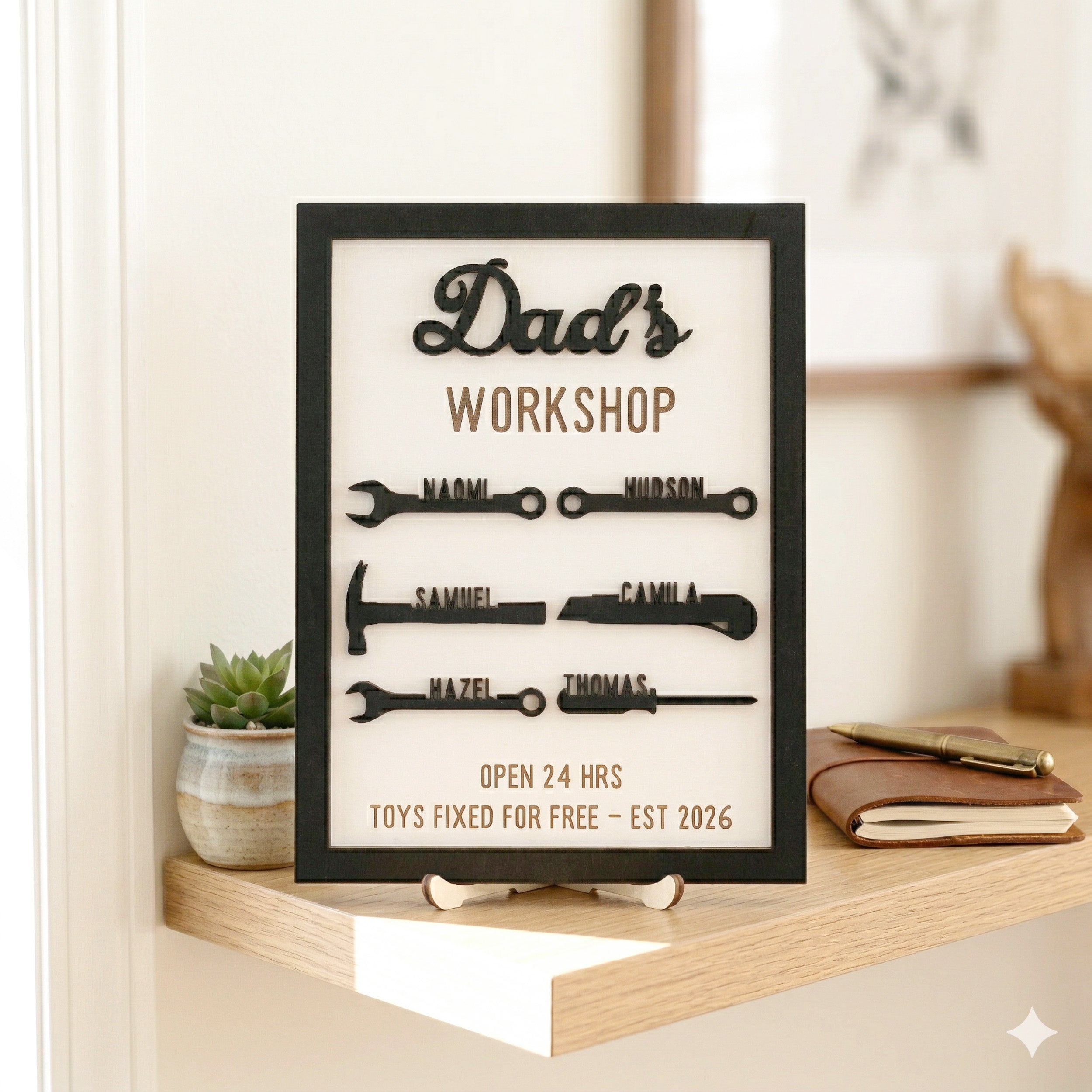 Personalized Dad Workshop Wood Sign Fathers Day Present Decor D74