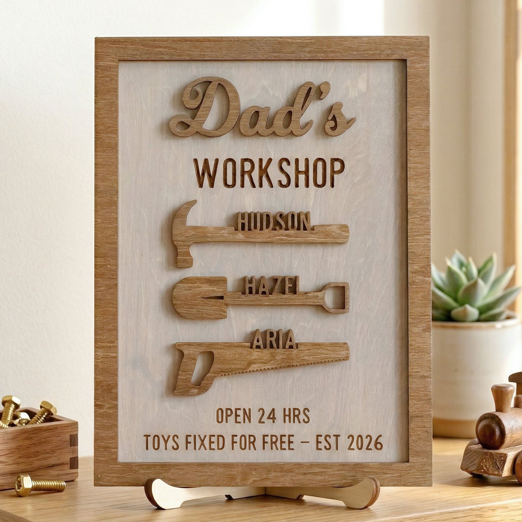 Personalized Dad Workshop Wood Sign Fathers Day Present Decor D74