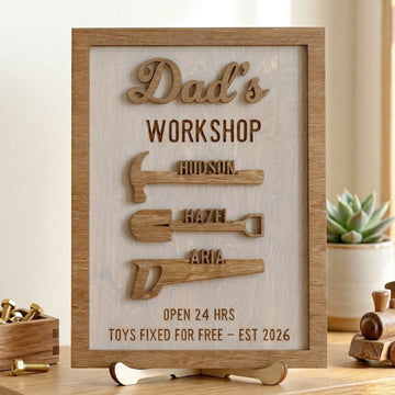 Personalized Dad Workshop Wood Sign Fathers Day Present Decor D74