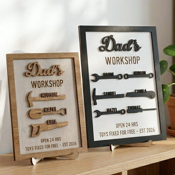 Personalized Dad Workshop Wood Sign for Dad Birthday Gift Decor D74