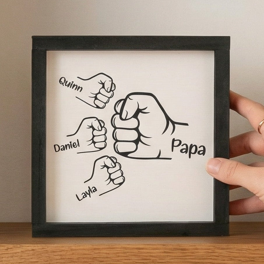 Personalized Dad Fist Bump Wood Sign for Dad Birthday Gift D75