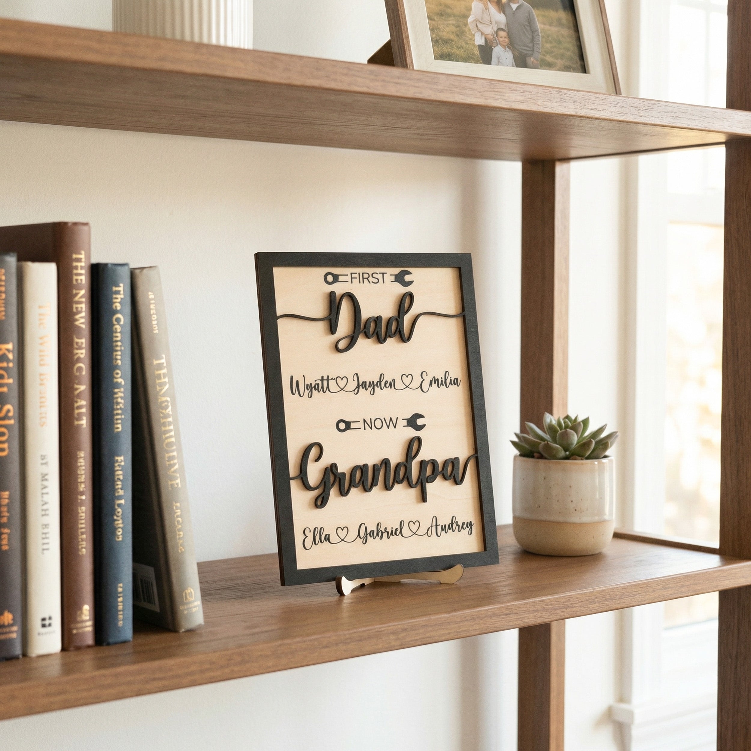 Personalized First Dad Now Papa Wood Sign Gift for Grandpa D76