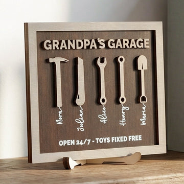 Personalized Grandpa Garage Wood Sign Fathers Day Gift Decor D77