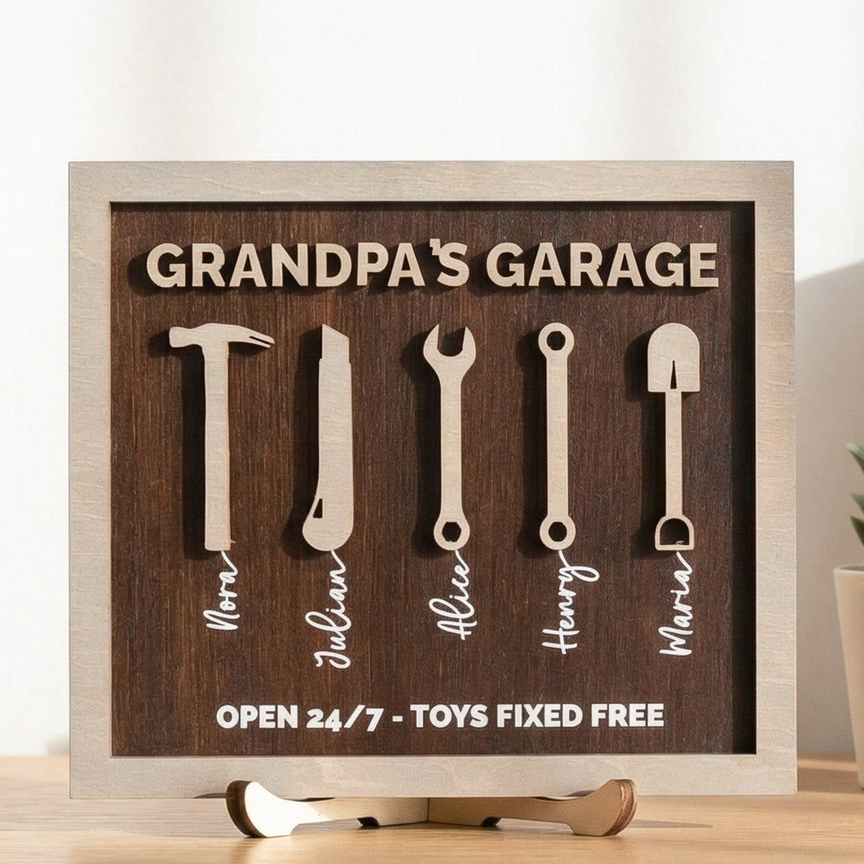 Personalized Grandpa Garage Wood Sign Fathers Day Gift Decor D77