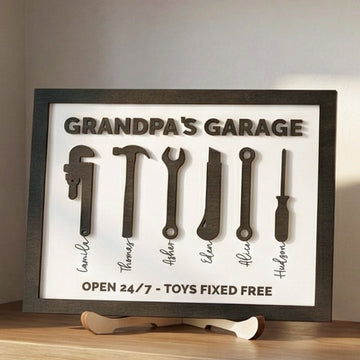 Personalized Grandpa Garage Wood Sign for Family Keepsake Gift D77