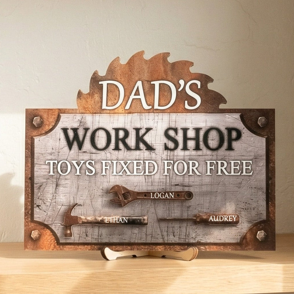 Personalized Dad Workshop Wood Sign Unique Gift for Dad Decor D80