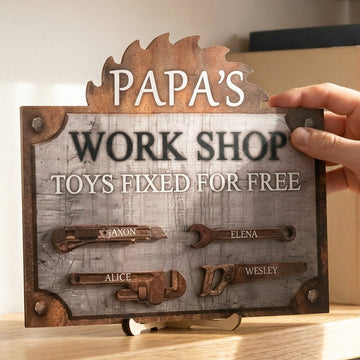 Personalized Dad Workshop Wood Sign for Garage Decor Ideas Gift D80
