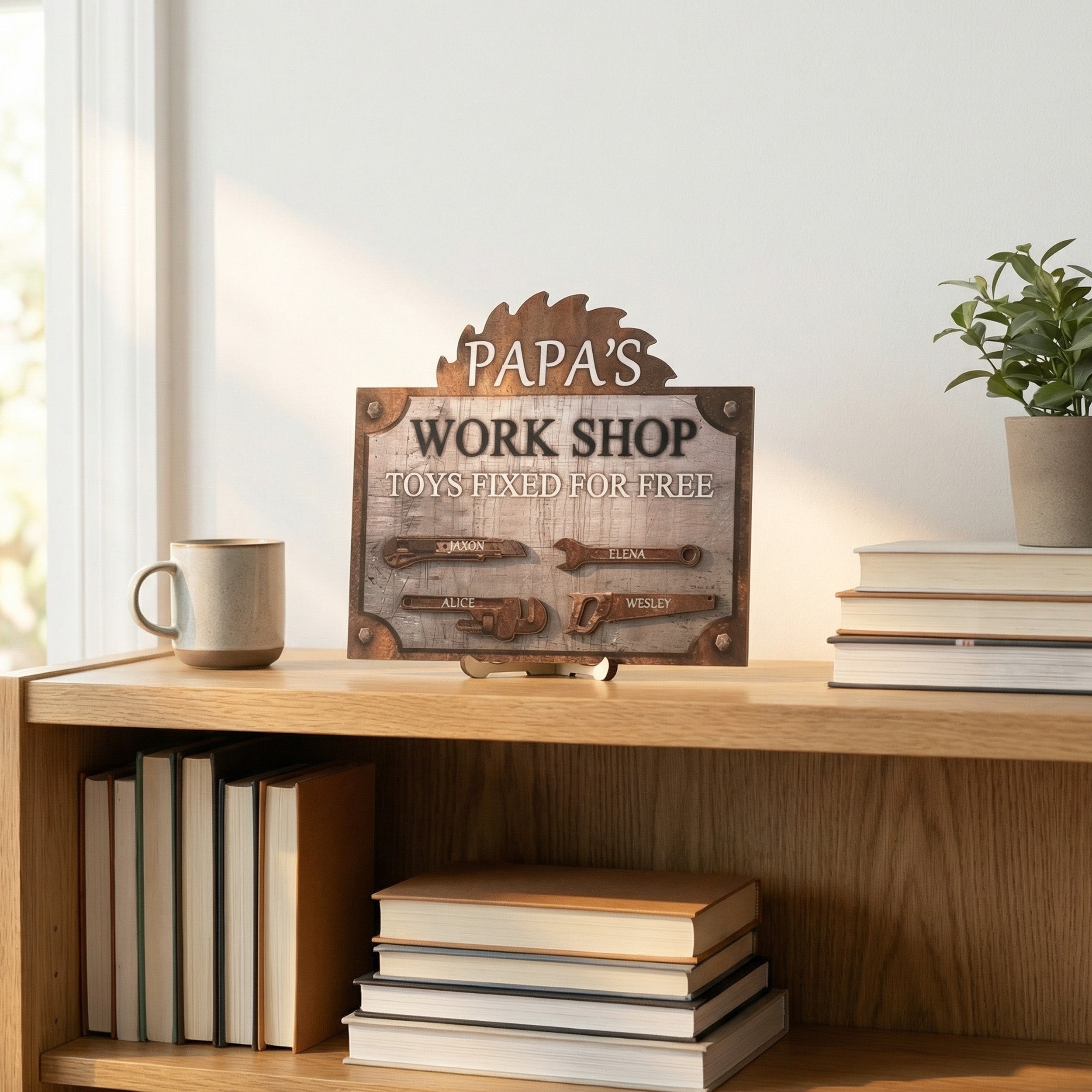 Personalized Dad Workshop Wood Sign Unique Gift for Dad Decor D80