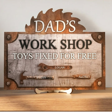 Personalized Dad Workshop Wood Sign Unique Gift for Dad Decor D80