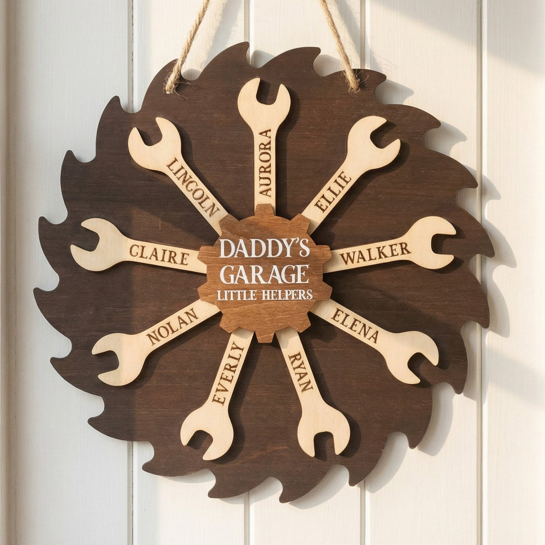 Personalized Daddy Garage Tool Wall Sign Wood for Workshop Decor D81