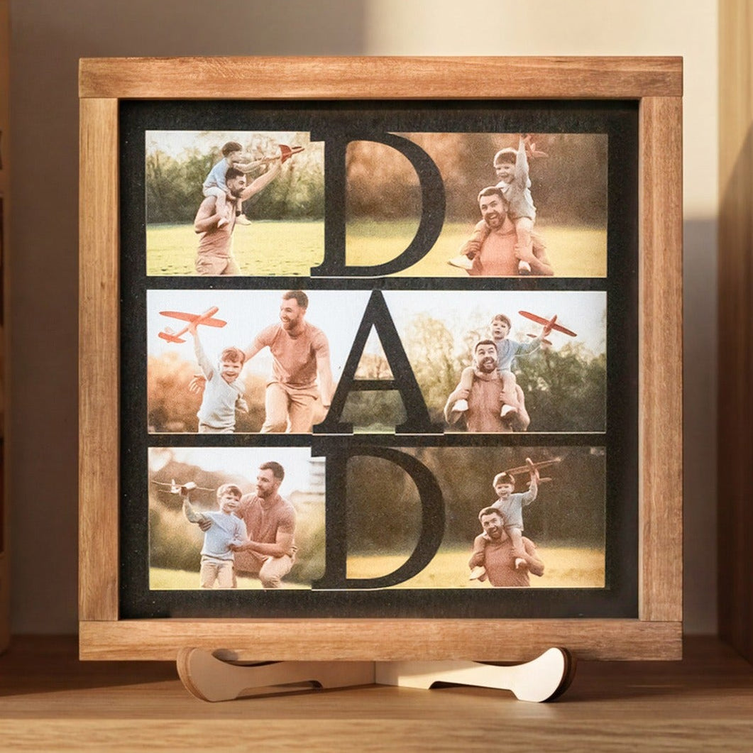 Personalized Photo Dad Wooden Frame Gift for Dad Rustic Decor D82