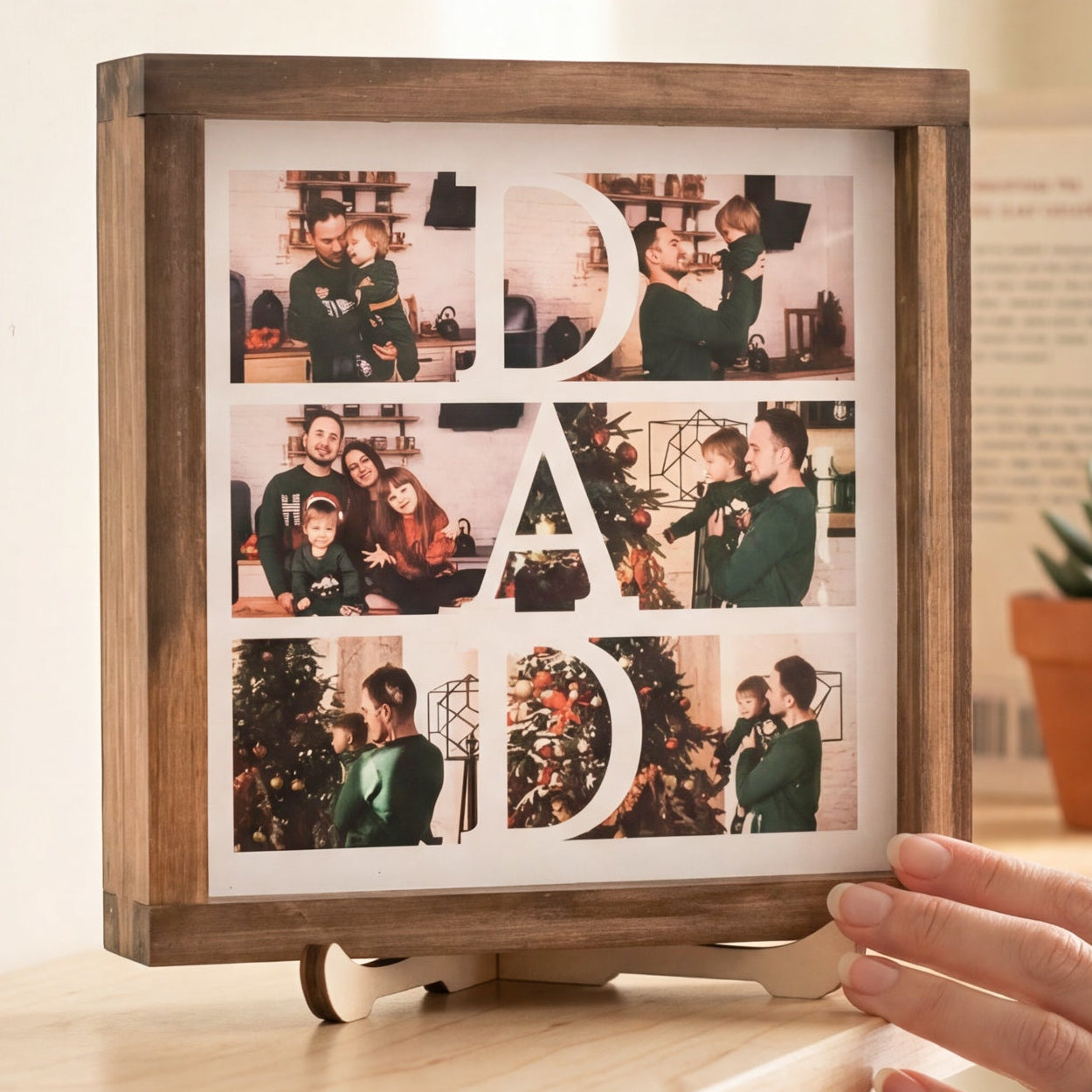 Personalized Photo Dad Wooden Frame for Unique Gift Modern Decor D83