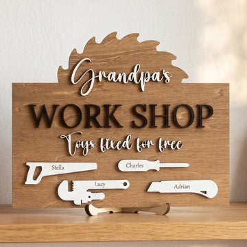 Personalized Dad Workshop Wood Sign Gift for Dad Rustic Decor D84
