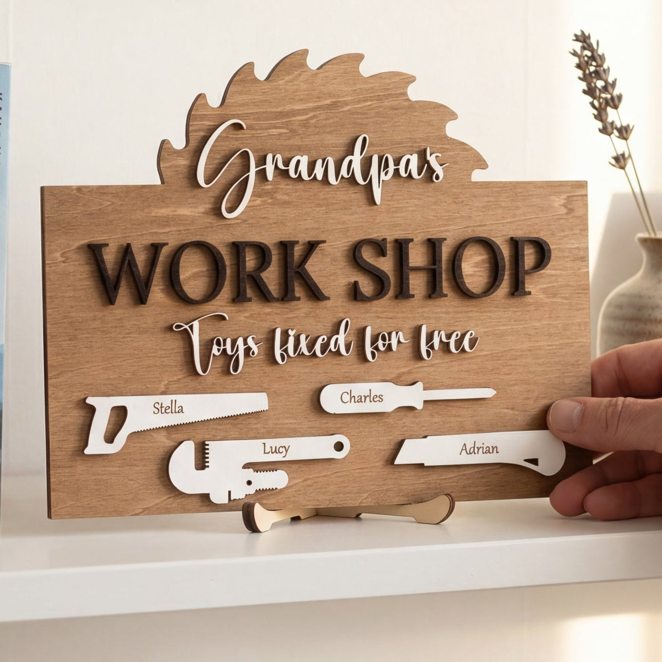 Personalized Dad Workshop Wood Sign Fathers Day Present Decor D84