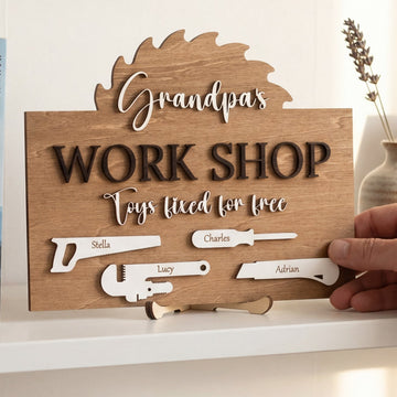 Personalized Dad Workshop Wood Sign Unique Gift for Dad Decor D84
