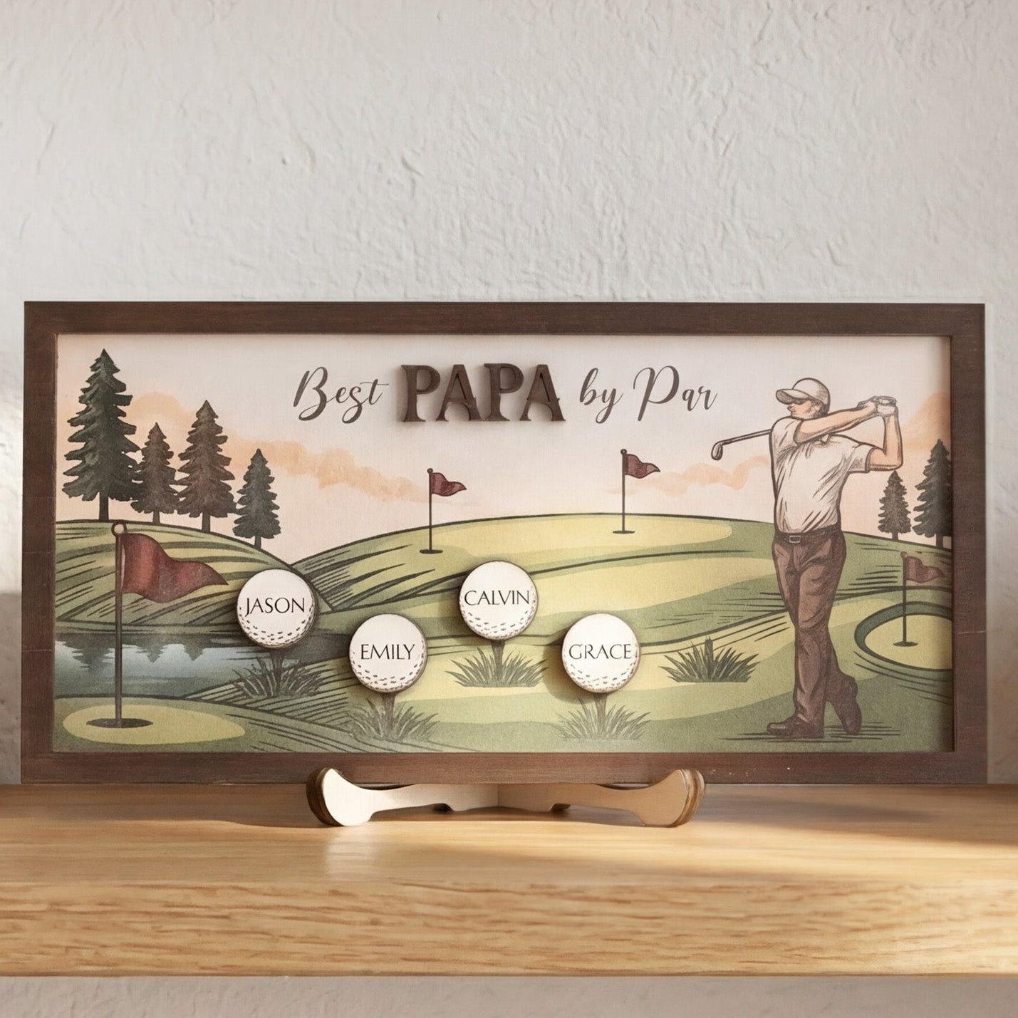 Personalized Golf Dad Wood Sign Fathers Day Present Rustic Decor D85