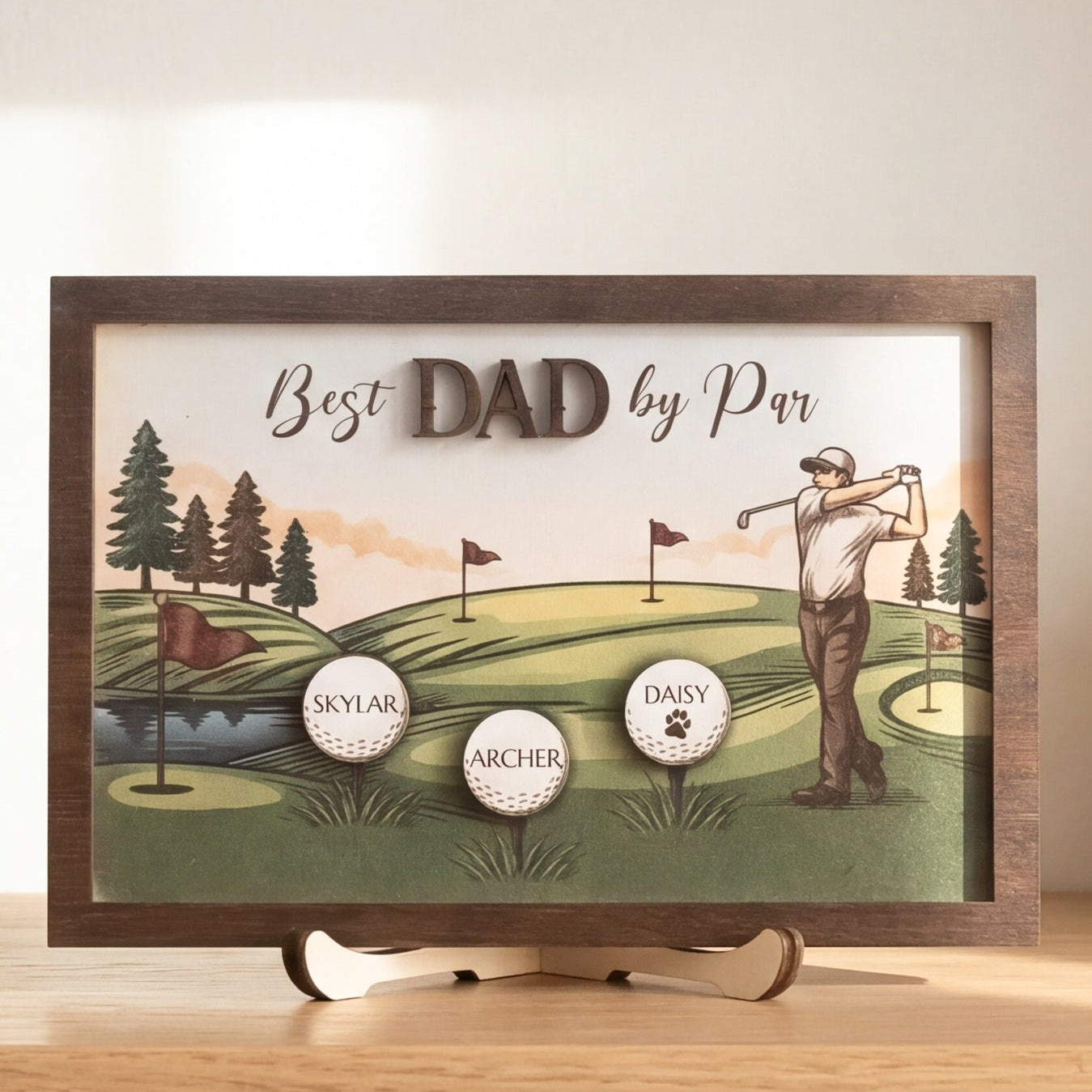 Personalized Golf Dad Wood Sign Fathers Day Present Rustic Decor D85