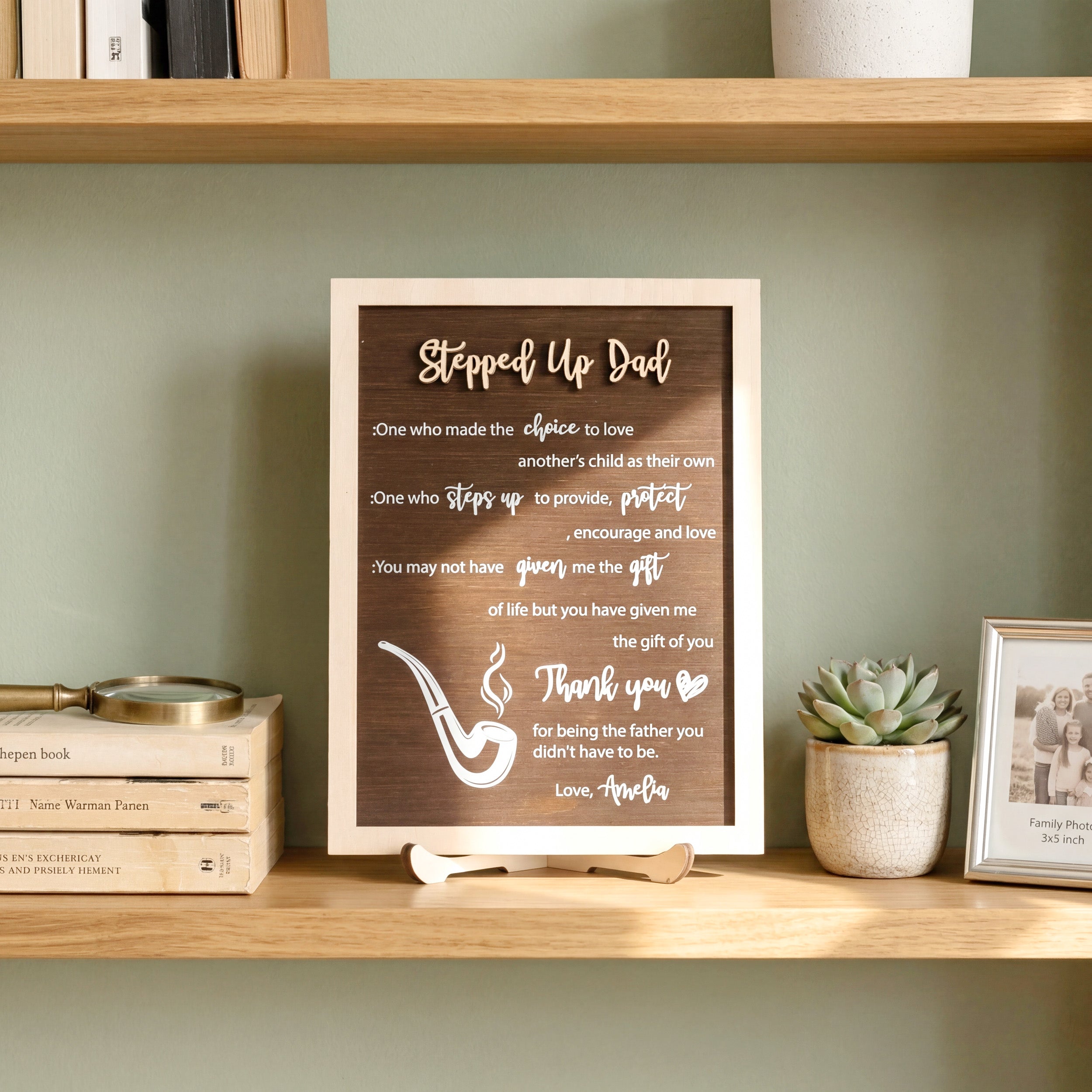 Stepped Up Dad Personalized Wood Plaque Unique Fathers Day Gift D90