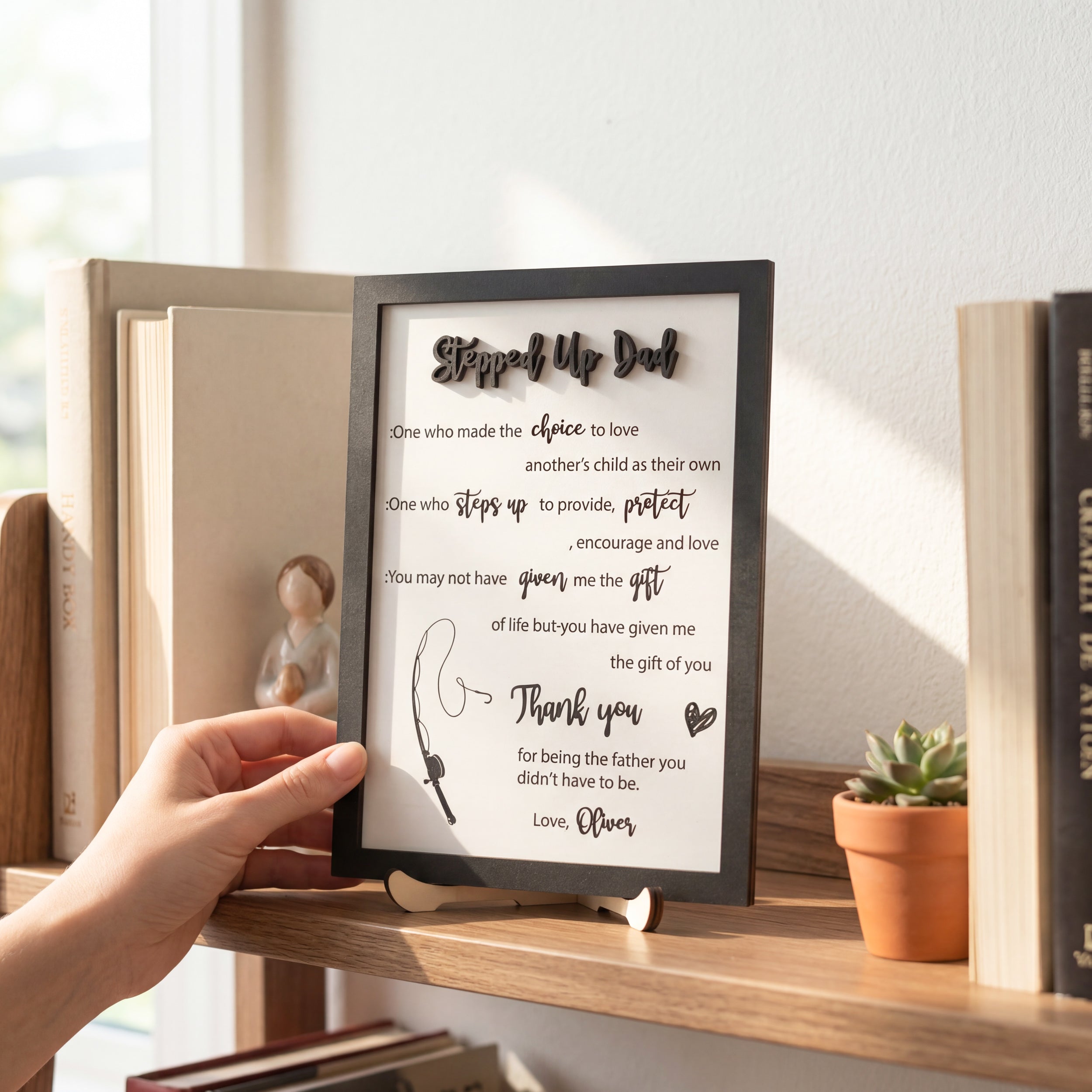 Stepped Up Dad Personalized Wood Plaque Unique Fathers Day Gift D90