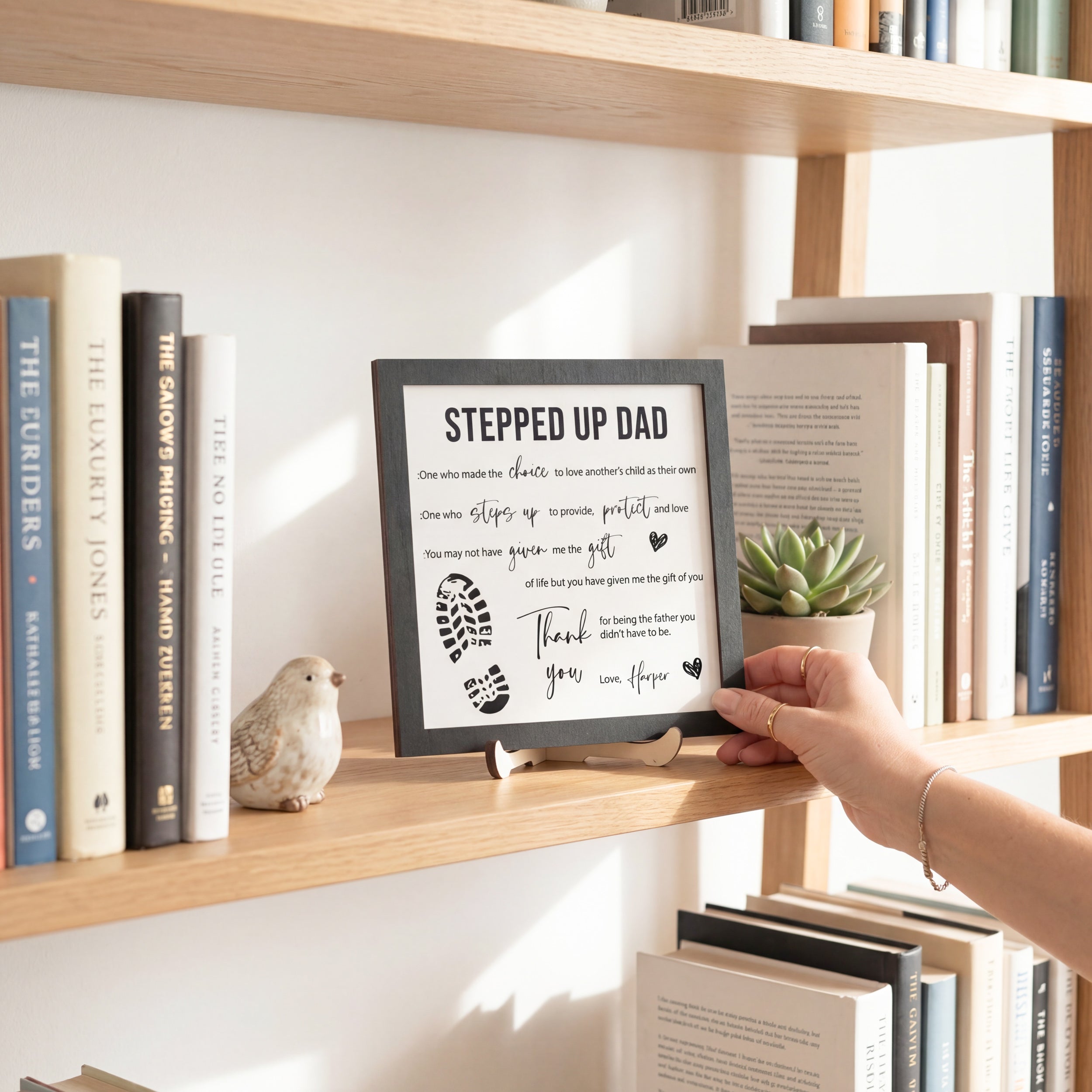 Stepped Up Dad Personalized Wood Plaque for Fathers Day Present D91