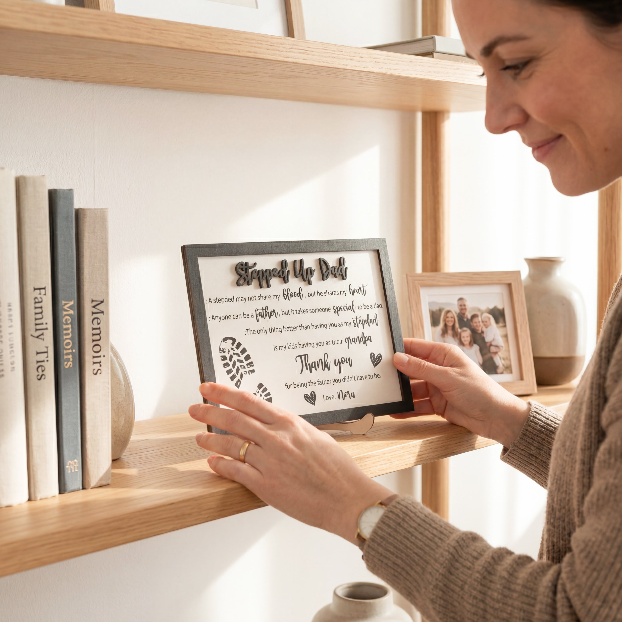 Stepped Up Dad Personalized Wood Plaque Unique Fathers Day Gift D92