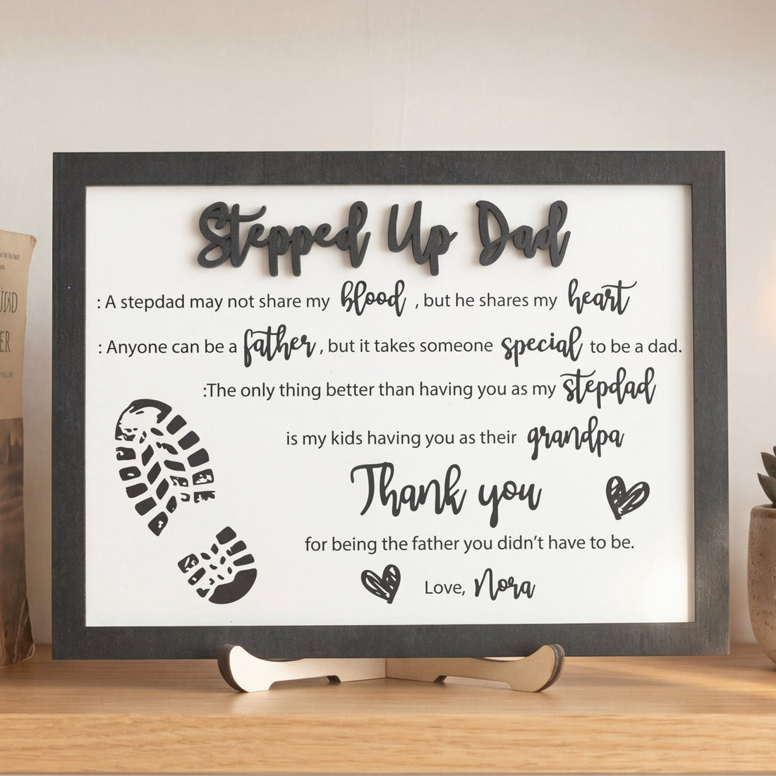 Stepped Up Dad Personalized Wood Plaque Unique Fathers Day Gift D92