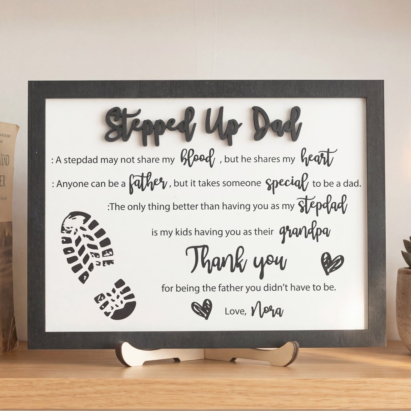 Stepped Up Dad Personalized Wood Plaque Unique Fathers Day Gift D92