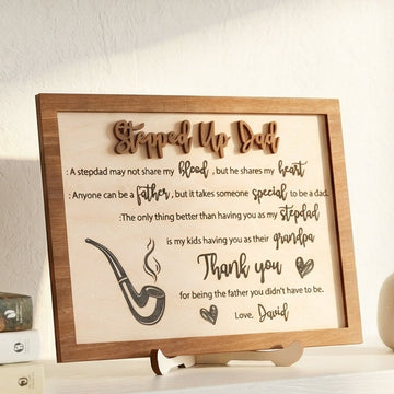 Stepped Up Dad Personalized Wood Plaque Fathers Day Present D92