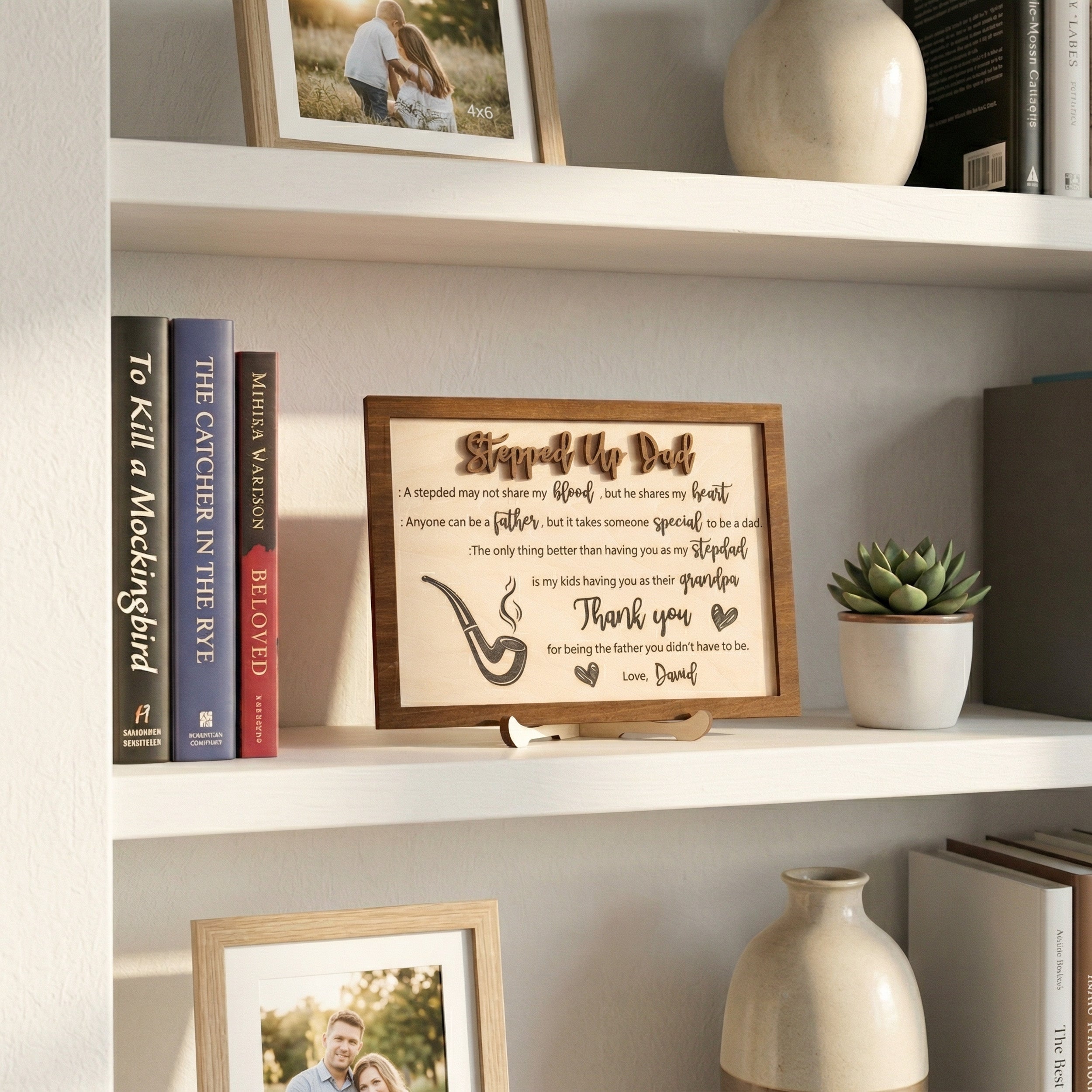 Stepped Up Dad Personalized Wood Plaque Unique Fathers Day Gift D92