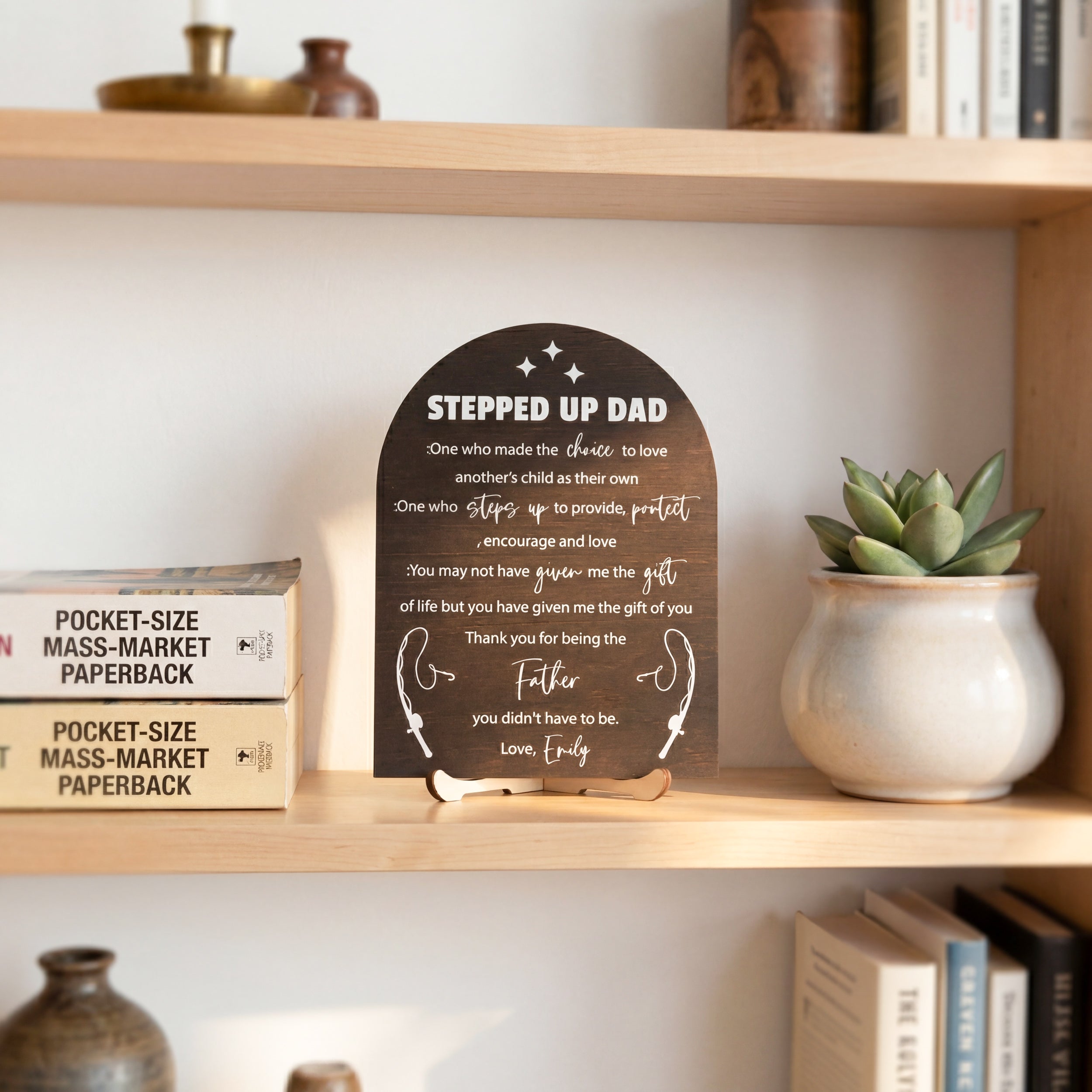 Stepped Up Dad Personalized Wood Plaque Fathers Day Present Sign D94