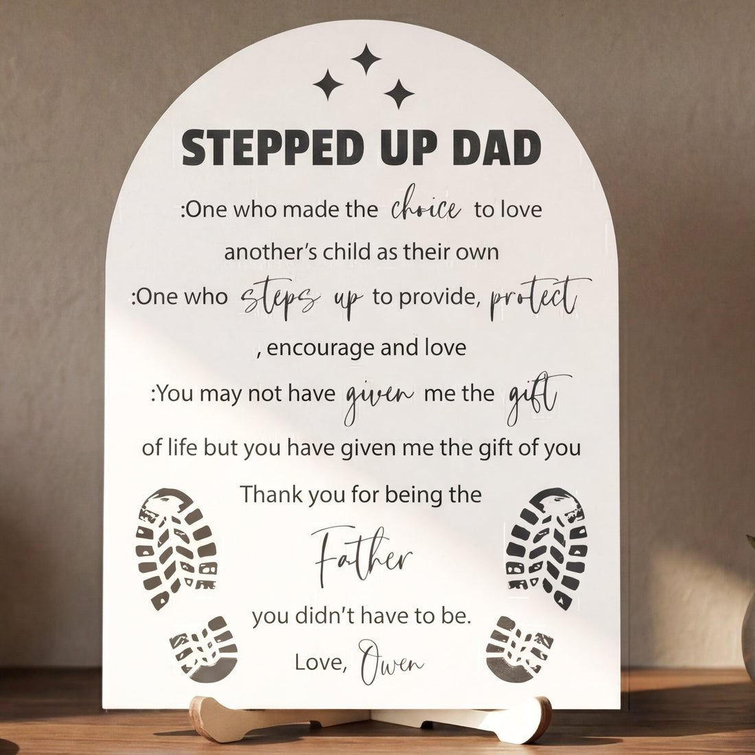 Stepped Up Dad Personalized Wood Plaque Fathers Day Present Sign D94