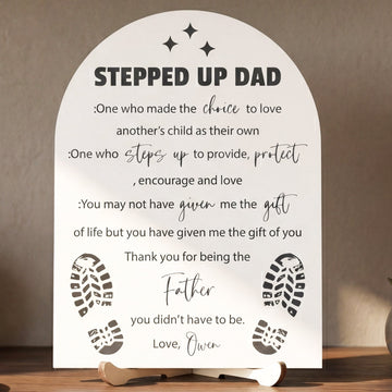 Stepped Up Dad Personalized Wood Plaque Gift for Stepdad Decor D94