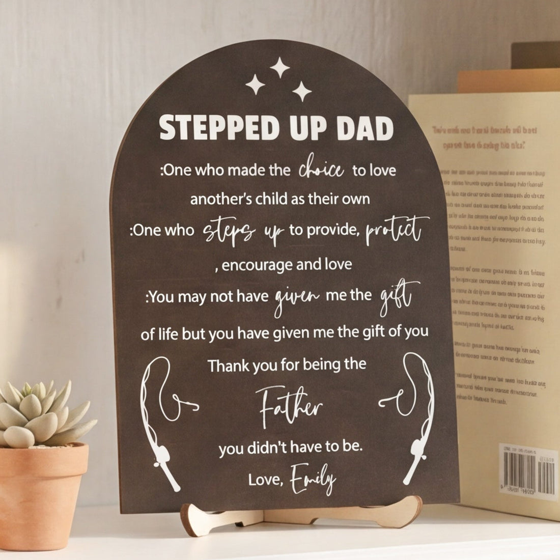 Stepped Up Dad Personalized Wood Plaque Stepfather Gift Decor D94