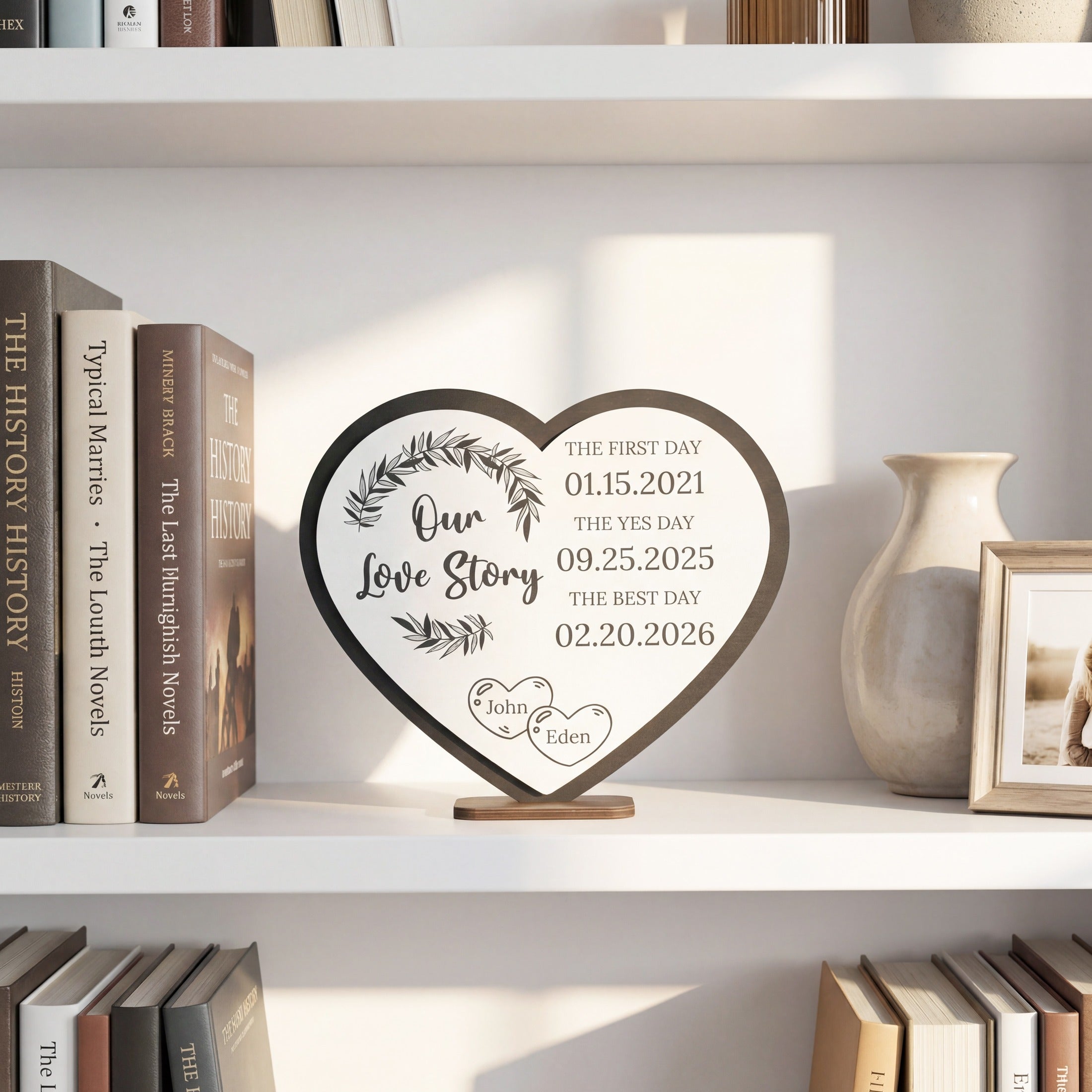 Personalized Love Story Heart Wood Sign Romantic Anniversary Gift D97