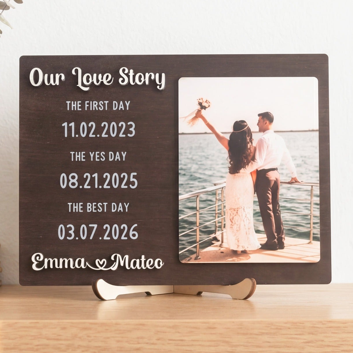 Personalized Love Story Photo Wood Sign Anniversary Gift for Couple D98