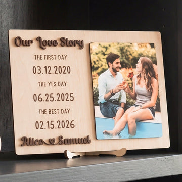 Personalized Love Story Photo Wood Sign Romantic Gift for Couple D98